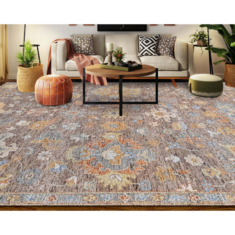 Handmade Wool Floral Area Rug, Rectangle 10' x 14'