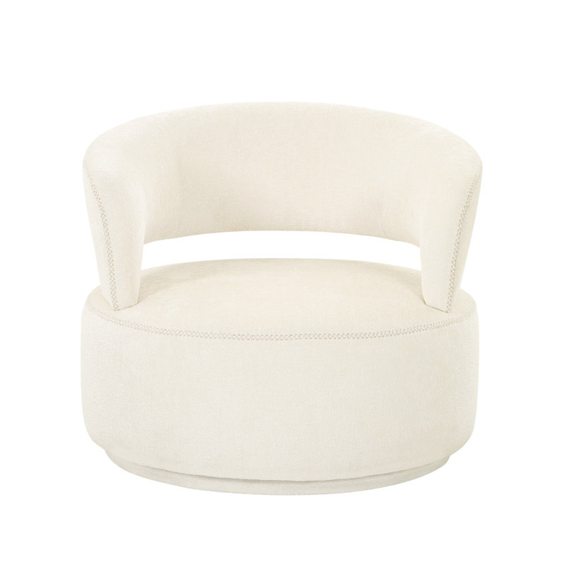 Piagia Upholstered Swivel Barrel Chair, Beige