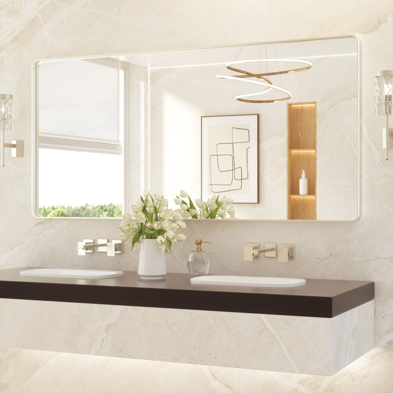 Miroir de salle de bain plombier en aluminium incassable et résistant à la rouille , 36 po x 72 po, Rectangulaire