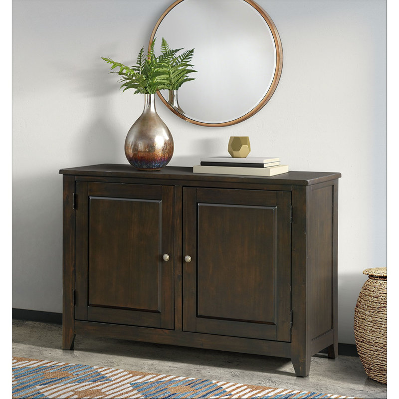 Alpha Dark Brown Solid Wood Sideboard with Wine Storage