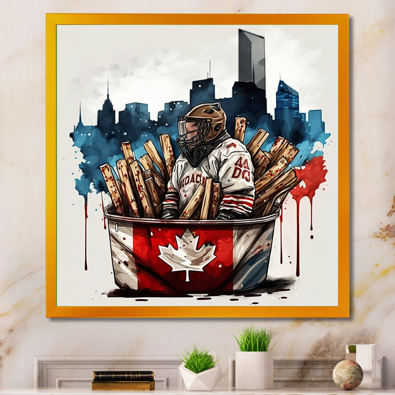 «But Tender in Poutine III», impression sur toile, H 24 po x l 24 po x P 1 po, Encadrement doré