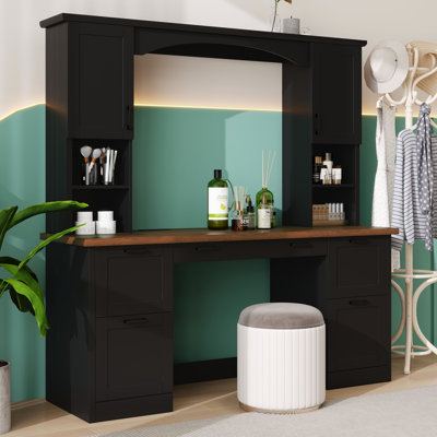 Bureau d'ordinateur arqué avec huche, station de charge et plateau à clavier, poste de travail en noyer, bureau d'écriture avec tiroir classeur