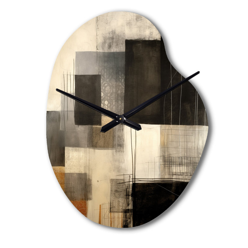 Horloge murale noire de style Mid-Century Fusion II - Mid-Century, Grand