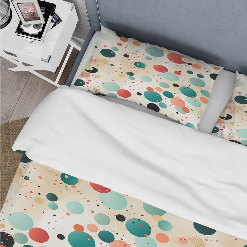 Ensemble de housse de couette à pois Global, Housse de couette pour très grand lit et 2 très