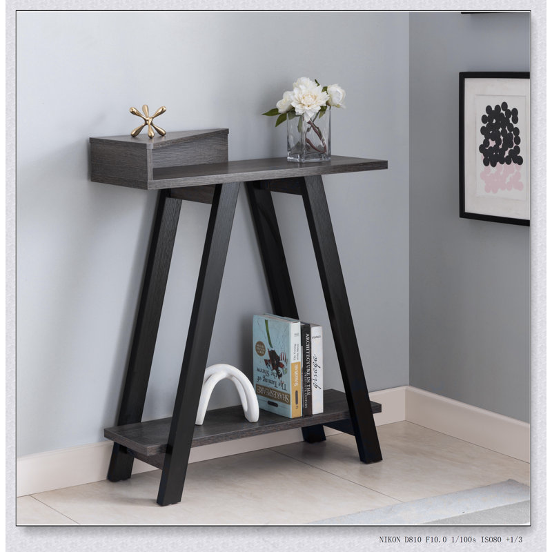 Console contemporaine à deux tons avec deux tablettes, Gris