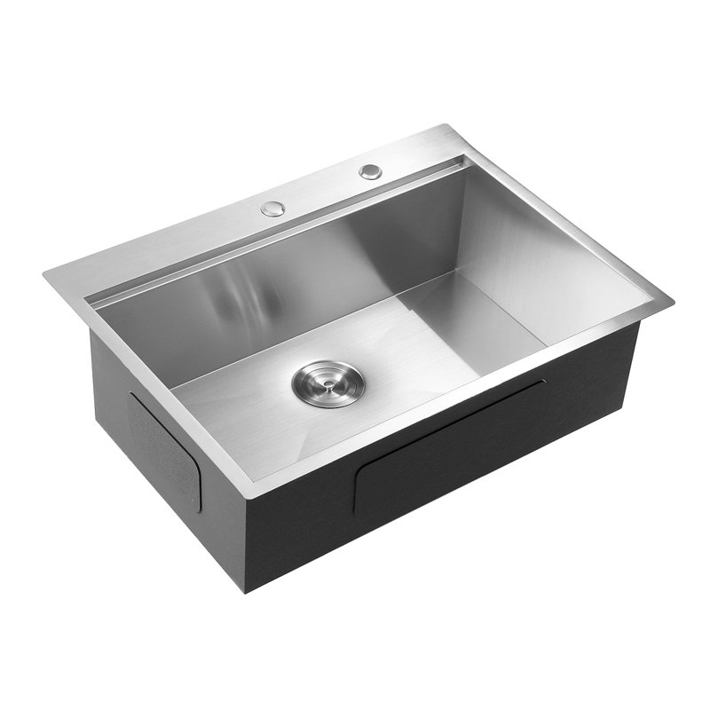 Évier de cuisine encastré à simple cuve en acier inoxydable 33 x 22 x 10 po avec poste de travail