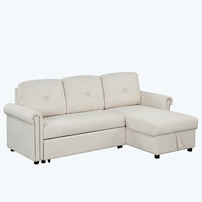 Canapé-lit convertible, Velours beige