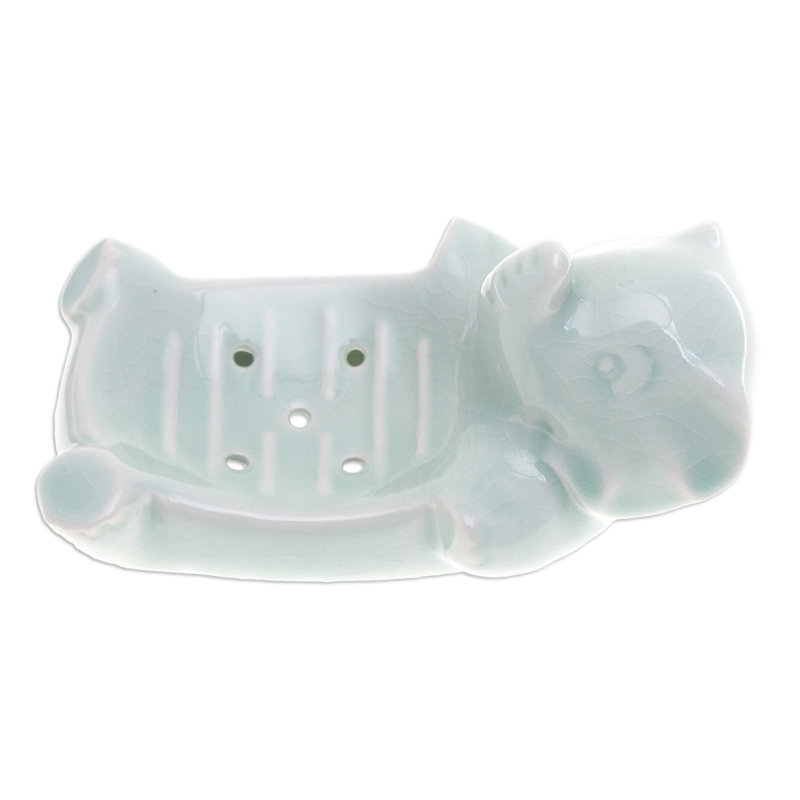 Handmade Elephant Wash Celadon Ceramic Soap Dish
