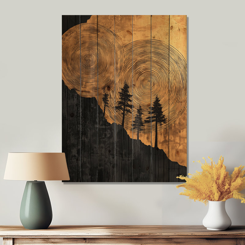 Mysteries Of A Dark Onyx Wood Slice III - Forest Wood Print - On Natural Pine Wood, 20" H x 10" W x 0.78" D