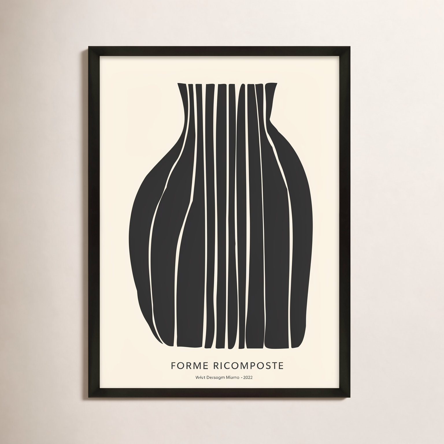 Quinn "Composition in Black" Print, 30" H x 21" W x 1.25" D, Black Framed Paper