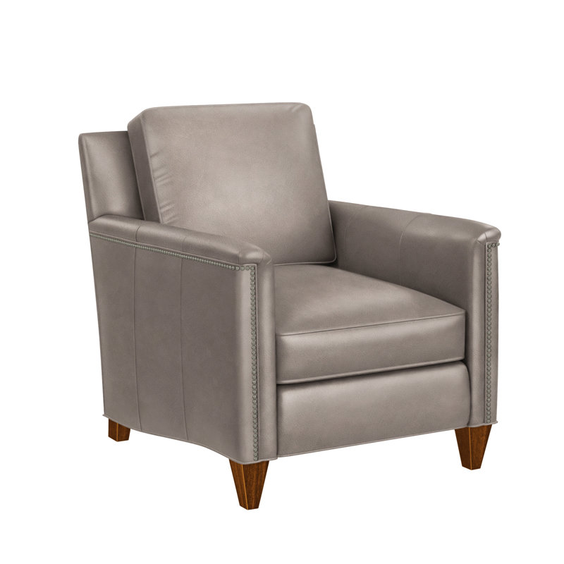 Davidson Upholstered Armchair, Pewter, New Classiques, Aline Light Grey Genuine Leather