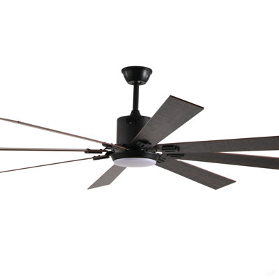 Ventilateur de plafond à DEL 72 po en noyer avec 8 pales en bois, télécommande, température de couleur réglable pour le salon, la chambre à coucher ou la salle à manger (silencieux / 6 vitesses / réversible / moteur à courant continu)