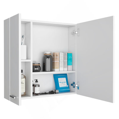 Armoire à double porte 23 "Medecine, quatre tablettes intérieures, blanc