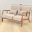 2 chaises avec base en bois massif - Design, tissu en lin, rembourrage en éponge haute, beige, 44,85 po Profondeur x 28,95 Largeur 29,1 Hauteur Cadre, Revêtement,