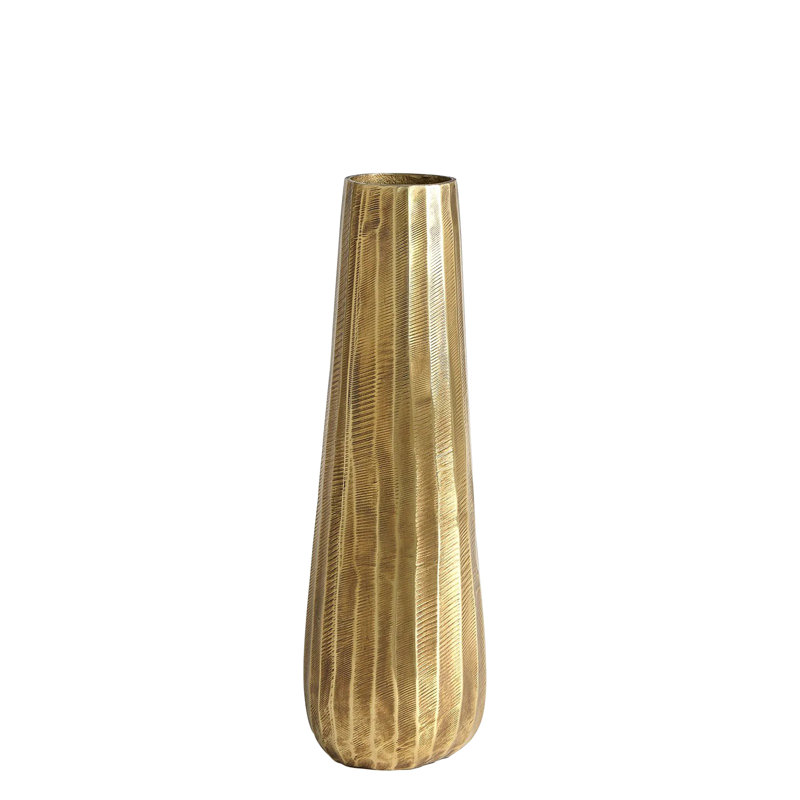 Vase rond en laiton antique, H 19,75 po x l 6,5 po x P 6,5 po