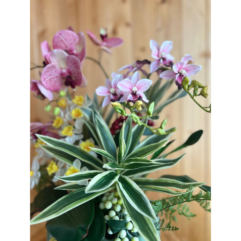 Primrue Artificial Orchid Flowers Arrangement in Ceramic Vase | Wayfair
