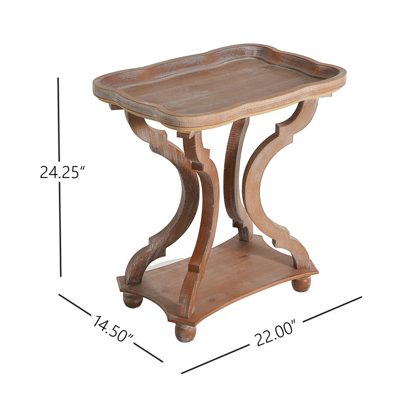 Table de bout à tréteaux avec rangement, Naturel