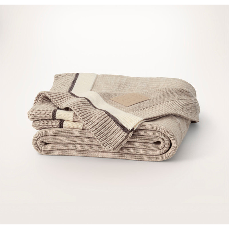 Court Knitted Throw Blanket, Heathered Oatmeal