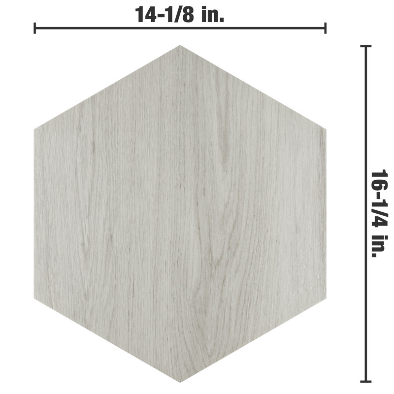 Carreau de mur et plancher aspect bois naturel en porcelaine pressée 14 po x 16,25 po, Blanc