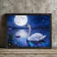 «Black Swan & Moon Starry Night Art», impression de paysage enchanteresse impressionniste-827056715