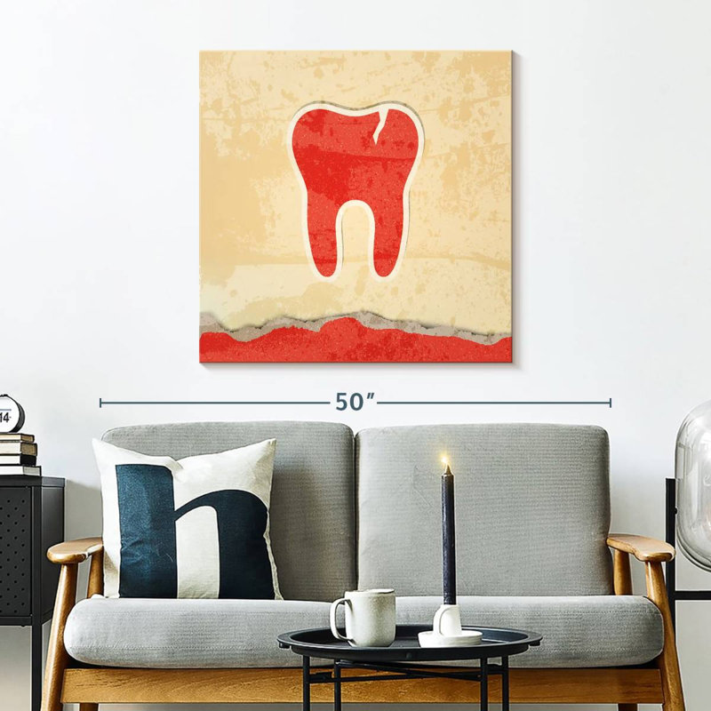 Dent rétro rouge, H 30 po x l 30 po
