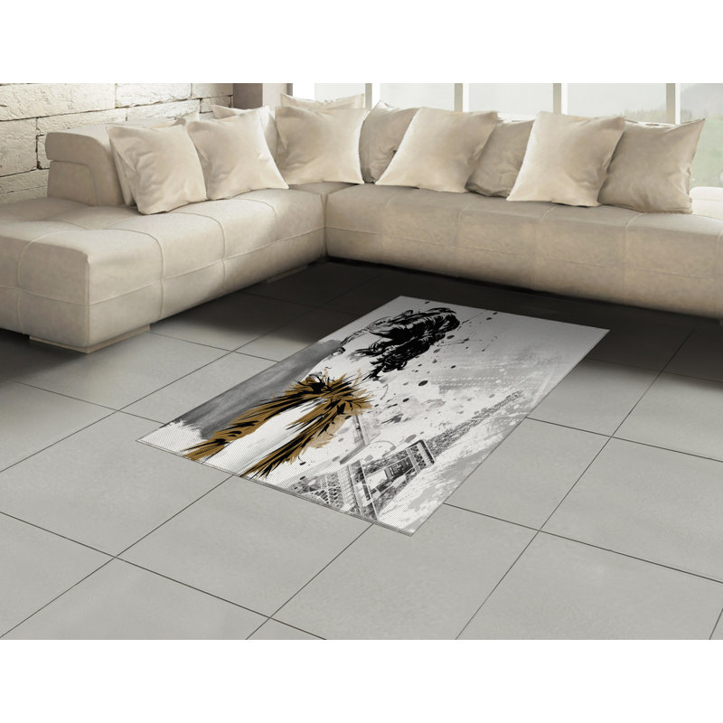 Modern High Density Long Fiber Poly Threads Decorative Area Rug Carpet, Rectangle 4' x 5'8"