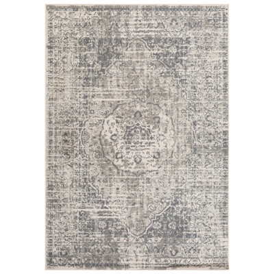 5' X 7' Gray Medallion Power Loom Area Rug