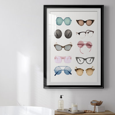 «Vintage Glasses II», reproduction encadrée de qualité supérieure - prête à être accrochée