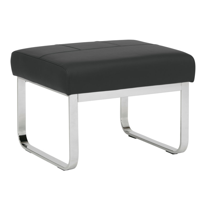 Jaymiah 23.5'' Wide Faux Leather Rectangular Ottoman, Similicuir noir