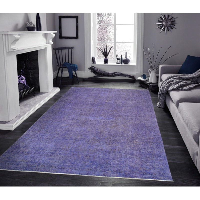 Tapis violet en laine / coton fait à la main Xaveria