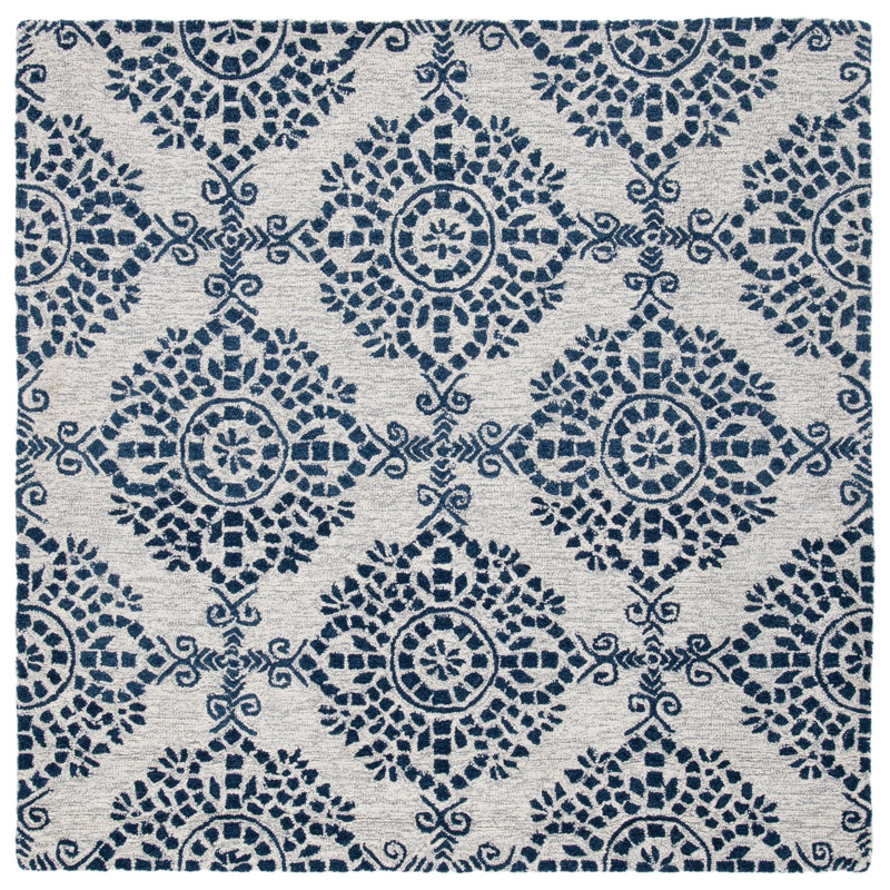 Benninger Micro-Loop Hand Tufted Wool And Cotton With Latex Geometric Rug, Square 5'