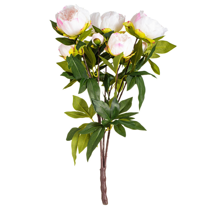 Buisson de pivoines artificielles 23 po Ramet, Crème et rose
