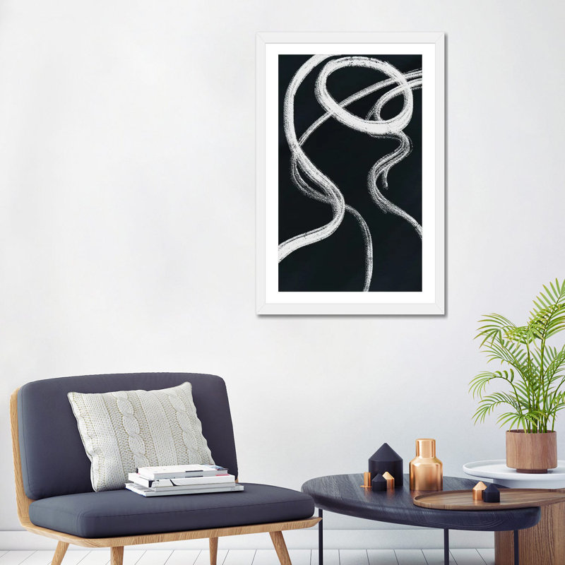 "Femme abstraite" par Mambo art studio-impression, H 32 po x l 24 po x P 1 po, Papier encadré blanc, Blanc
