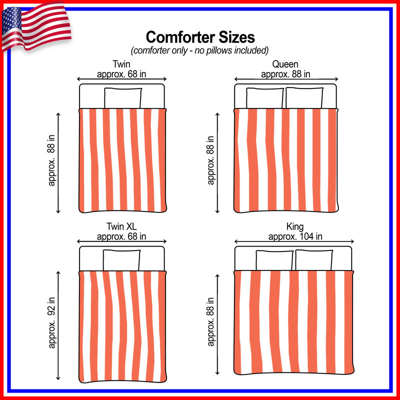 Orange Vertical Stripes Comforter, Twin