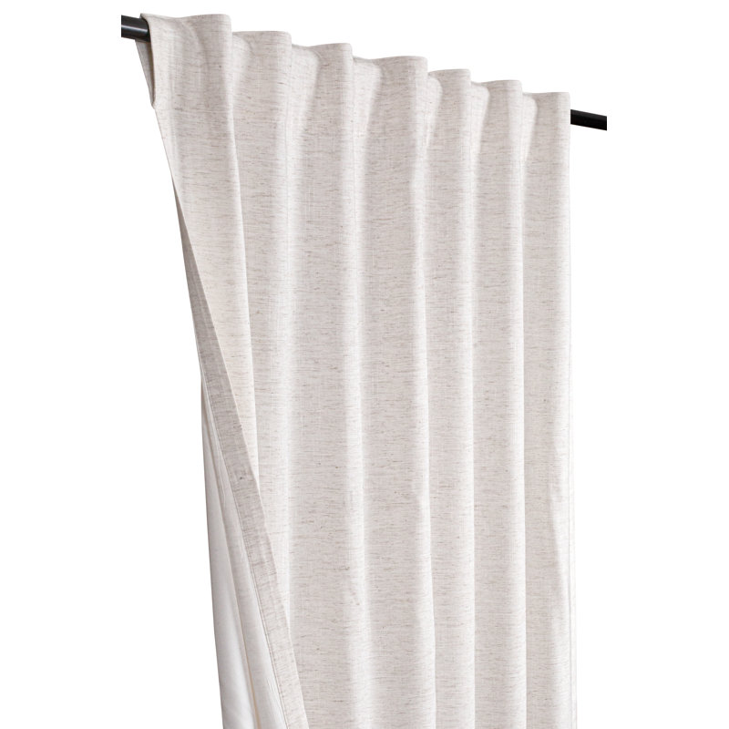 Rideau en lin et coton naturel avec doublure Texo sur fond blanc, L 50 po x L 63 po