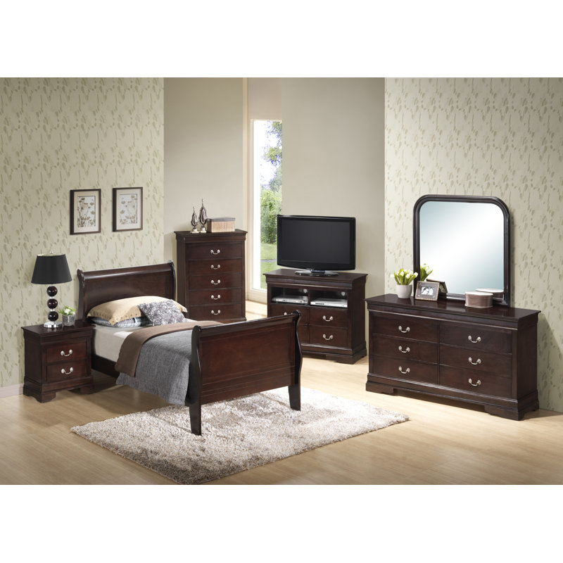 Louis Phillipe Bed, Cappuccino, Twin