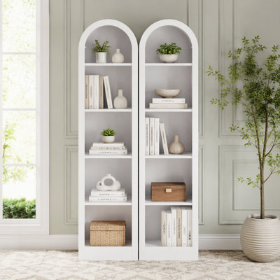 Petite bibliothèque de rangement arquée H 67 "à 5 niveaux