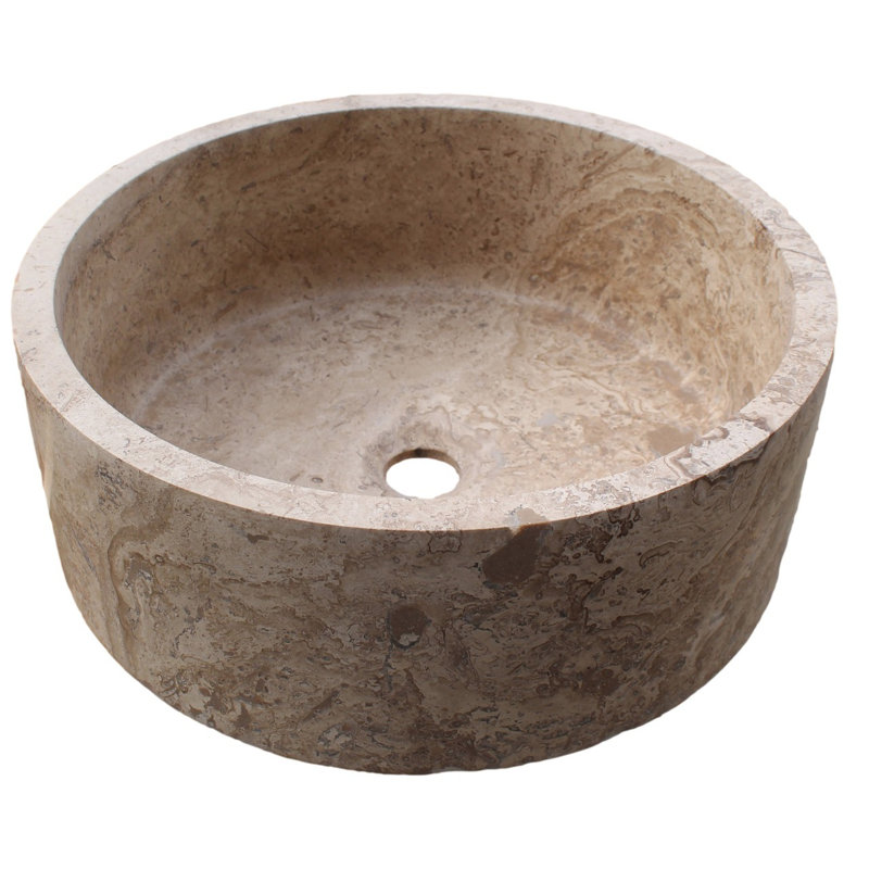 Lavabo de salle de bain vasque circulaire fait à la main en pierre, Noyer Afyon