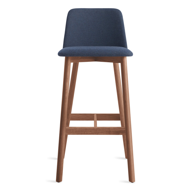 Chip Stool, Toohey Navy Plainweave, Bar Stool (31" Seat Height), Walnut
