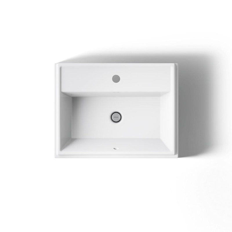 Tresham® Ceramic Rectangular Drop-In Bathroom Sink with Overflow, White, Single