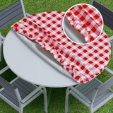 Gracie Oaks Vinyl Fitted Tablecloth Cover, Checke Design, Flannel Backed Lining Fits Up-To 42-54 Round Tables