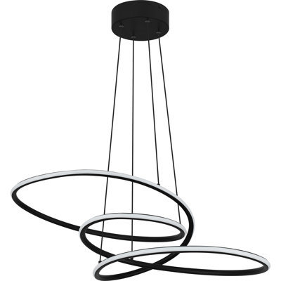 Luminaire suspendu ovale noir mat Ovard