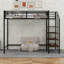 Lit mezzanine simple en métal avec tablette supérieure et échelle de rangement latérale-118726665