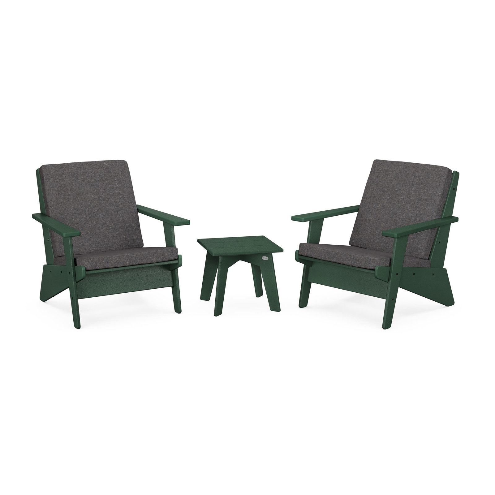 Riviera Modern Lounge 3-Piece Set, Green, Ash Charcoal