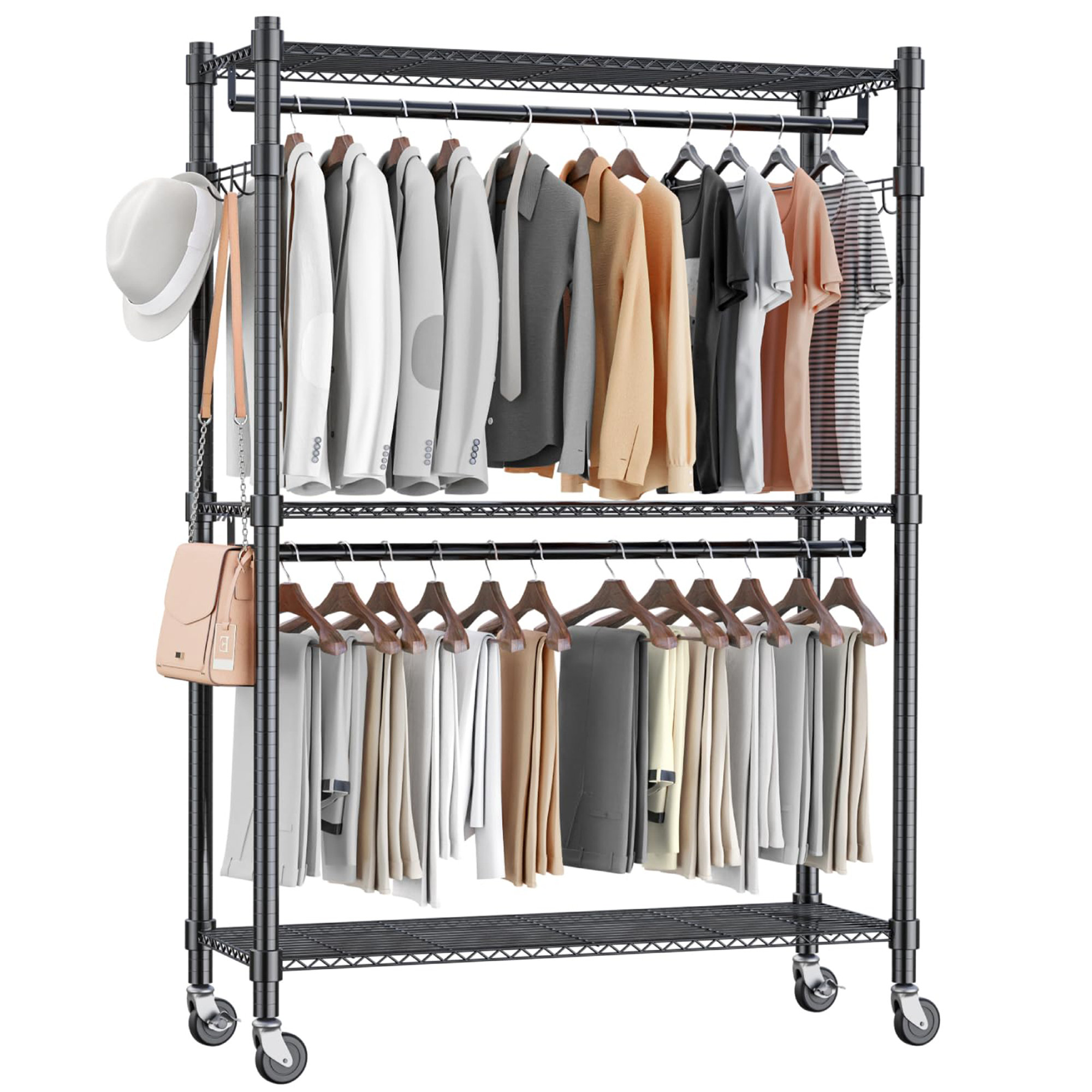 ONFRJFVR Freestanding Metal Rolling Clothes Rack | Wayfair