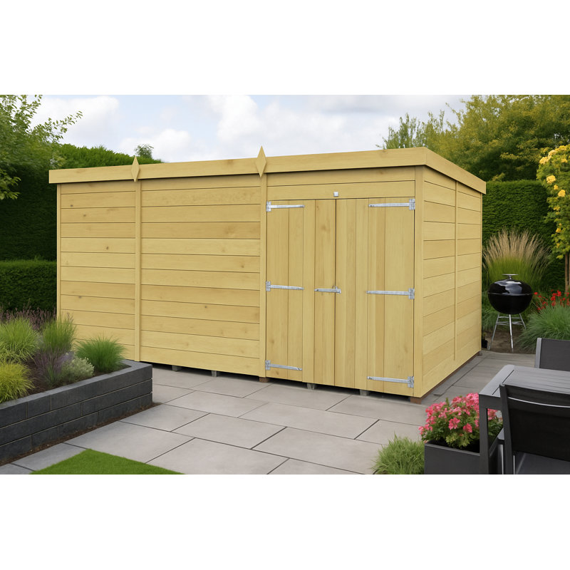 12ft x 8ft Pent Shed - Double Door without Windows