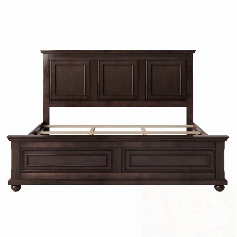 Grande base de lit pour tête de lit haute avec pieds robustes, Très grand lit, Brun