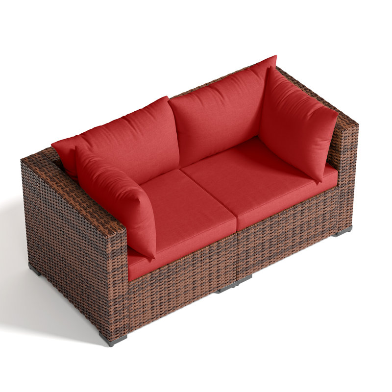 2-Person Outdoor Seating Group With Cushions, Burgundy
