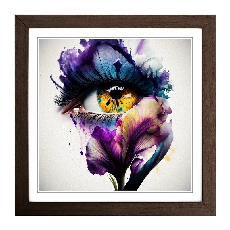 Iris Flower Double Exposure - Framed Print, Walnut