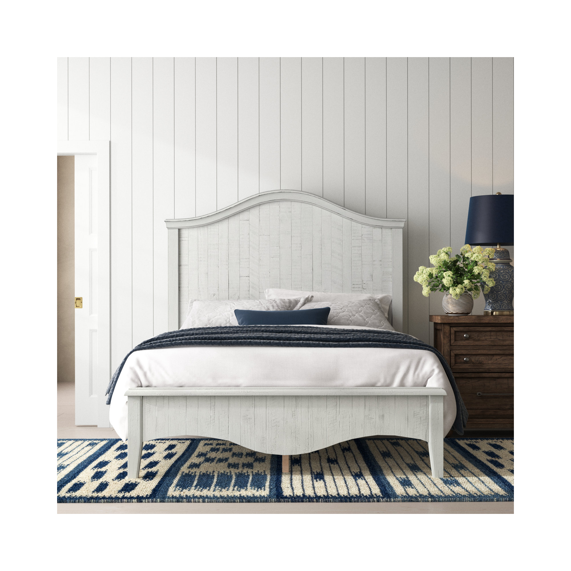 Ramey Solid Wood Storage Bed, California King, White Wash
